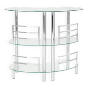 Bar in tempered glass and chrome L.120 x l.45 x H.107