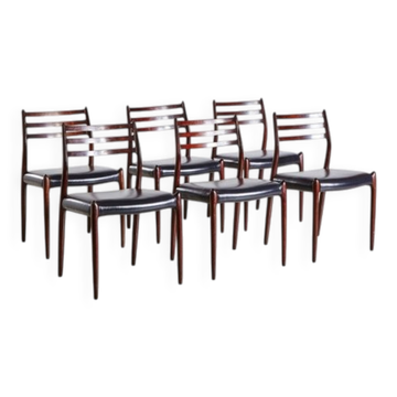 Rosewood Model 78 Dining Chairs by Niels O. Møller for J.L. Møllers, 1960s, Set of 6