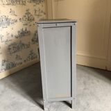Two-door doll cabinet - grey and vintage blue painted wooden rod