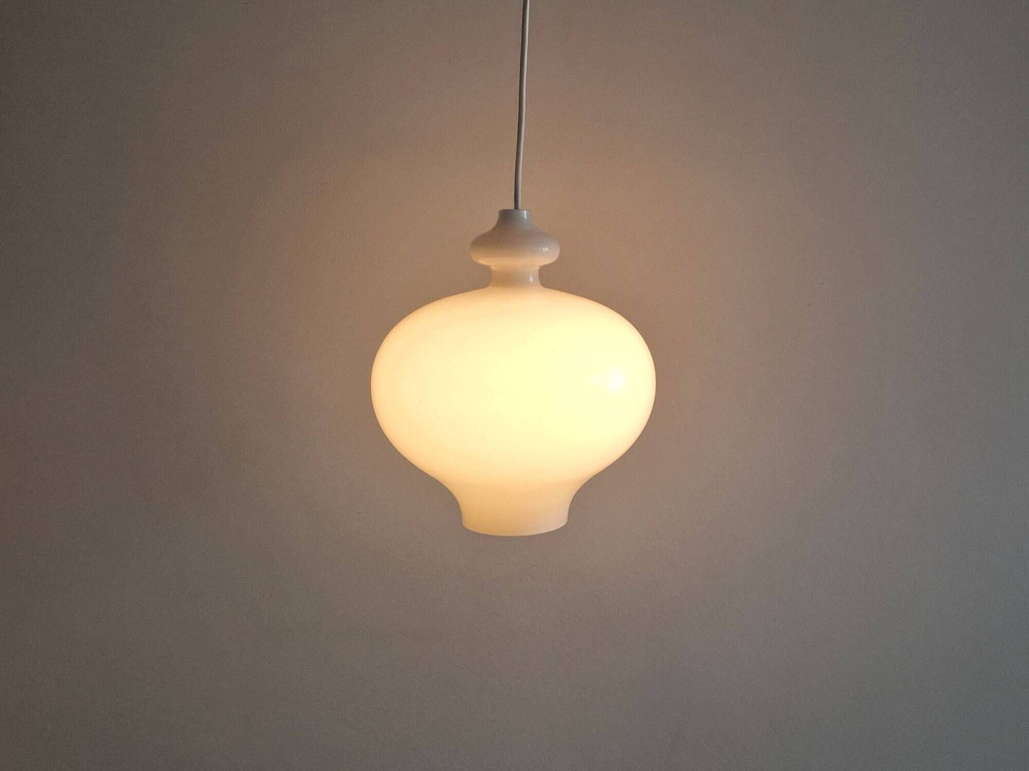 White glass pendant lamp by Hans Agne Jakobsson for Staff Leuchten