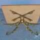 Table low wood and gilded wrought iron style 1940