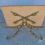 Table low wood and gilded wrought iron style 1940
