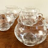 European 6 Person Punch Bowl with 5 Liters Capacity, Handcrafted Clear Crystal Glass with Floral Bar
