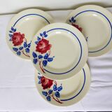 4 assiettes dessert vintage de K&G Luneville modèle Chantal
