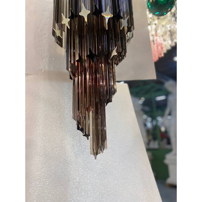 Smoked and Clear "Quadriedro" Cascade Chandelier Murano Glass