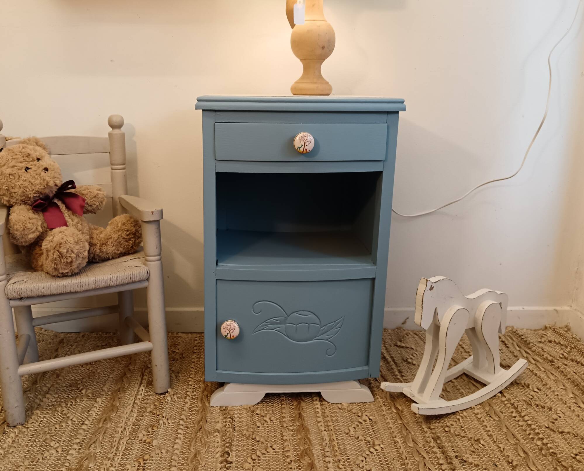 Vintage blue children's bedside table