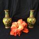Pair of cloisonne enamel vases with japanese floral decor