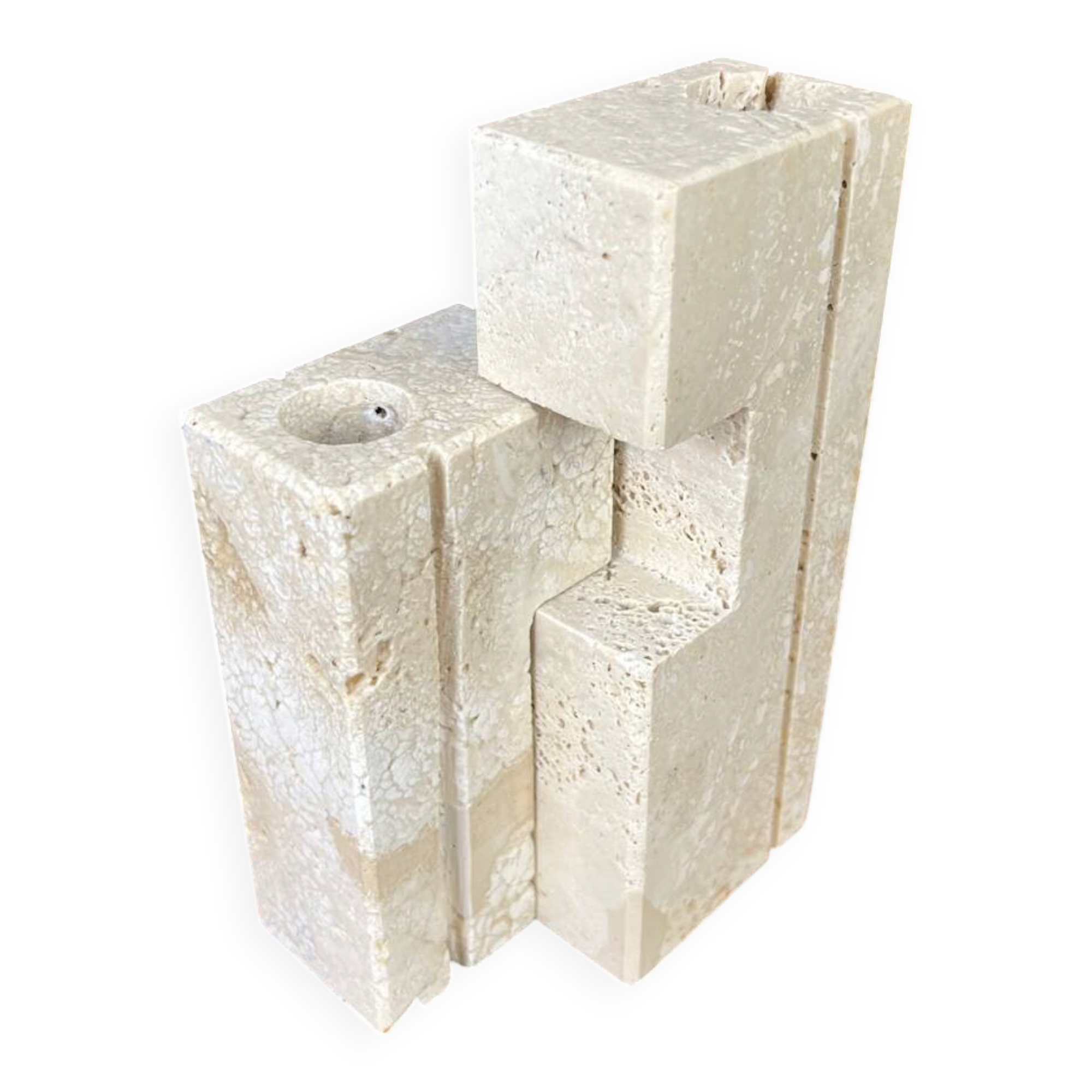 2 bougeoirs en travertin