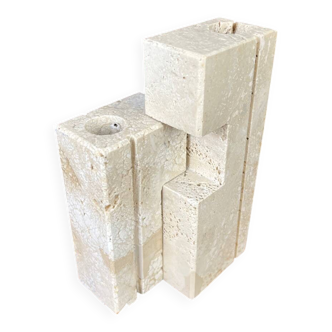 2 travertine candlesticks