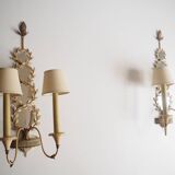 Neoclassical laurel wreath wall lamps, 1960s set of two
