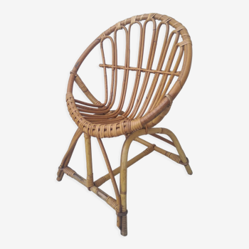 Rattan shell armchair for children 60s