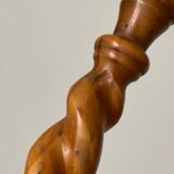 Turned wood lamp.