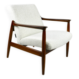 GFM-64 armchair, design by Edmund Homa from the 60s, white boucle
