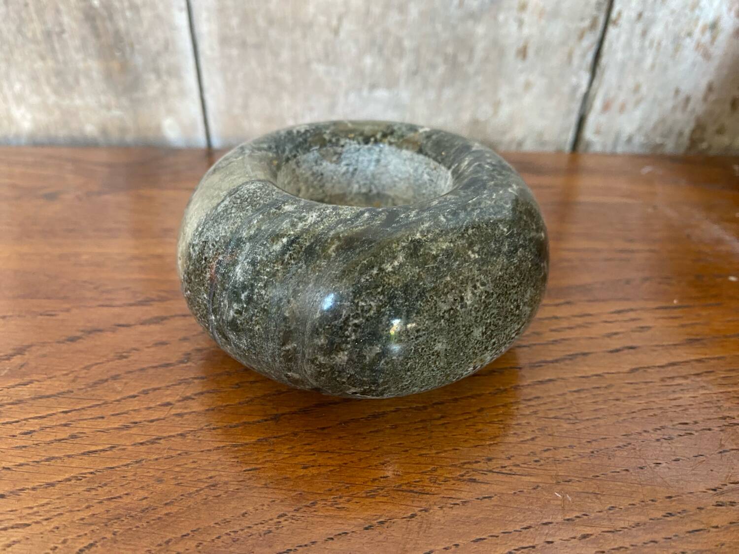 Antique Polished Marble Votive Candle Holder Round Circa 1980 Vintage