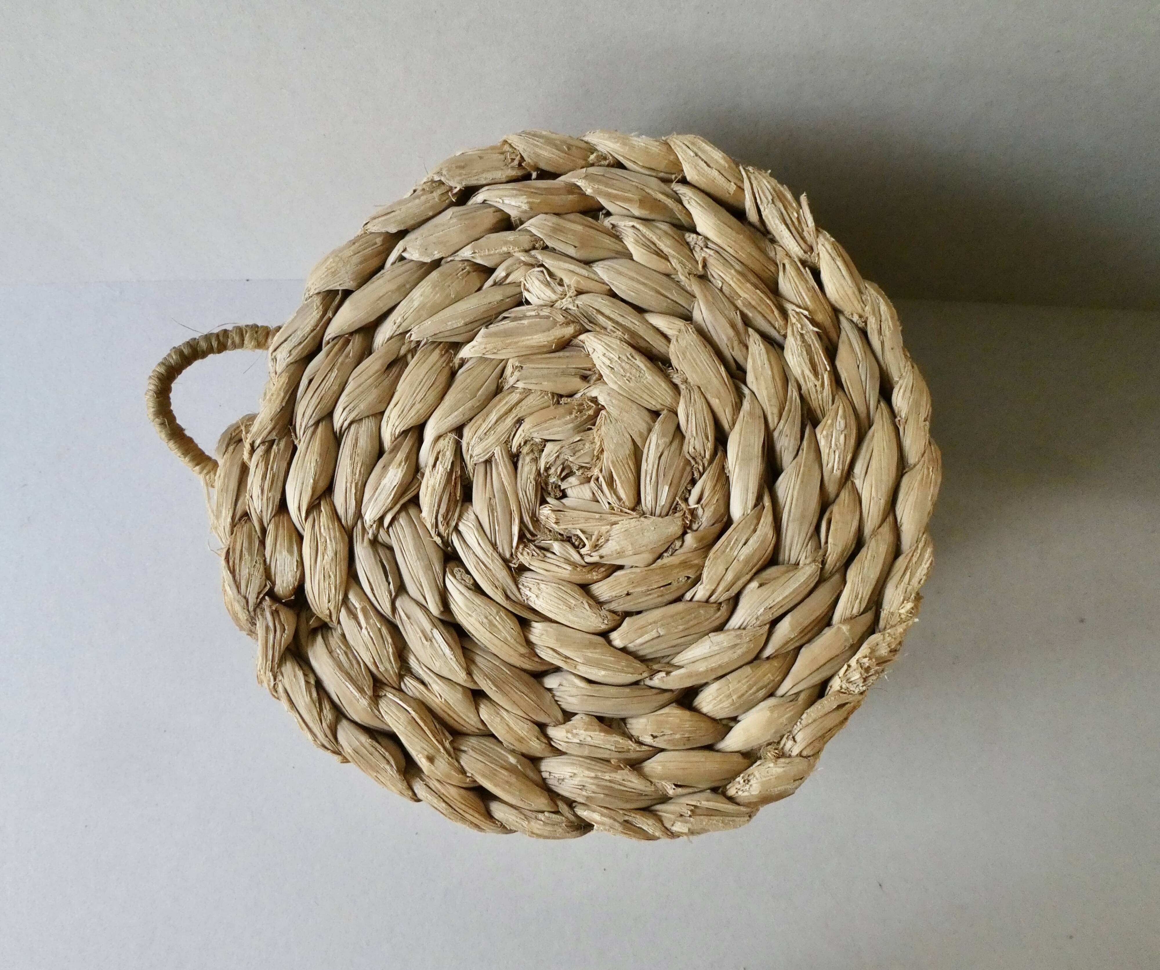 Braided rope pouffe stool, 60s-70s
