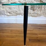 Ensemble de tables basses gigognes en verre et laiton