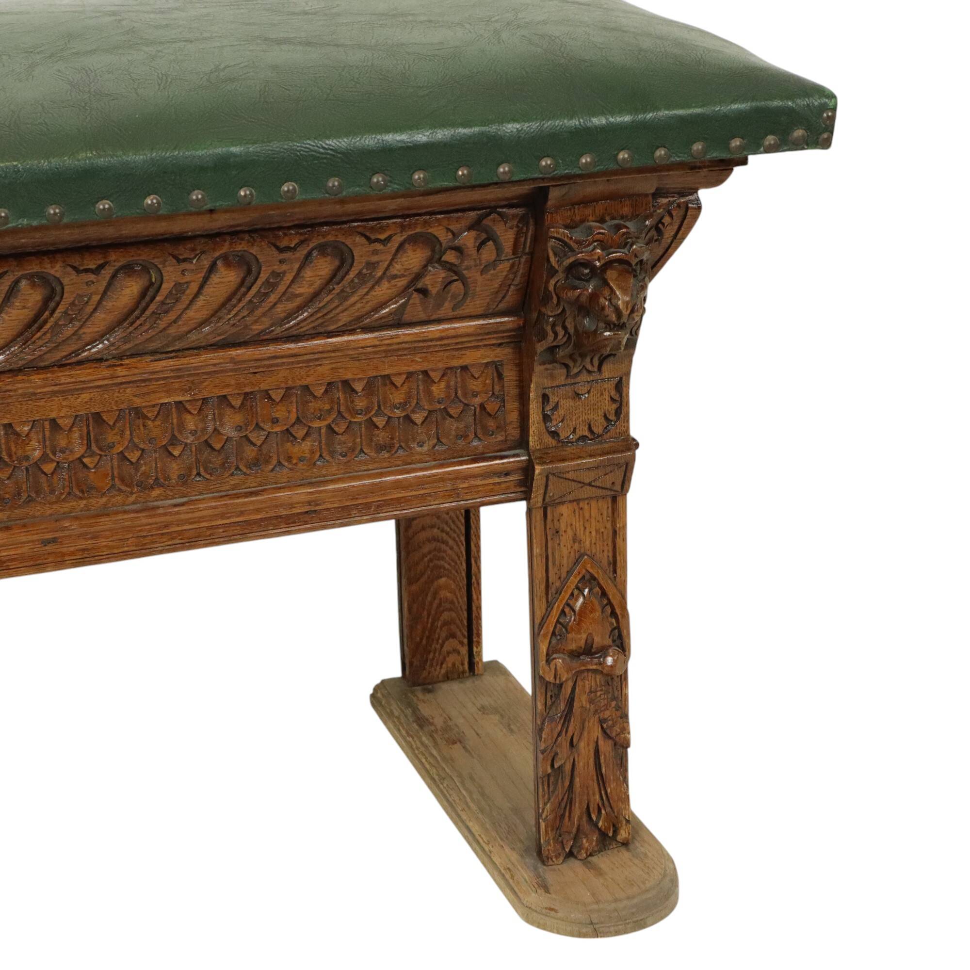 Antique Bench Carved Oak Church Renaissance Revival