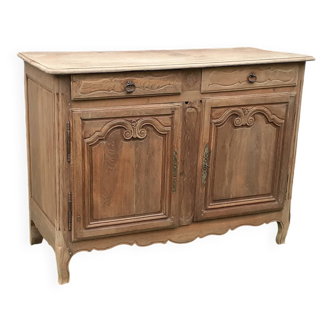 Buffet de campagne 2 portes 2 tiroirs chêne massif bois brut ancien