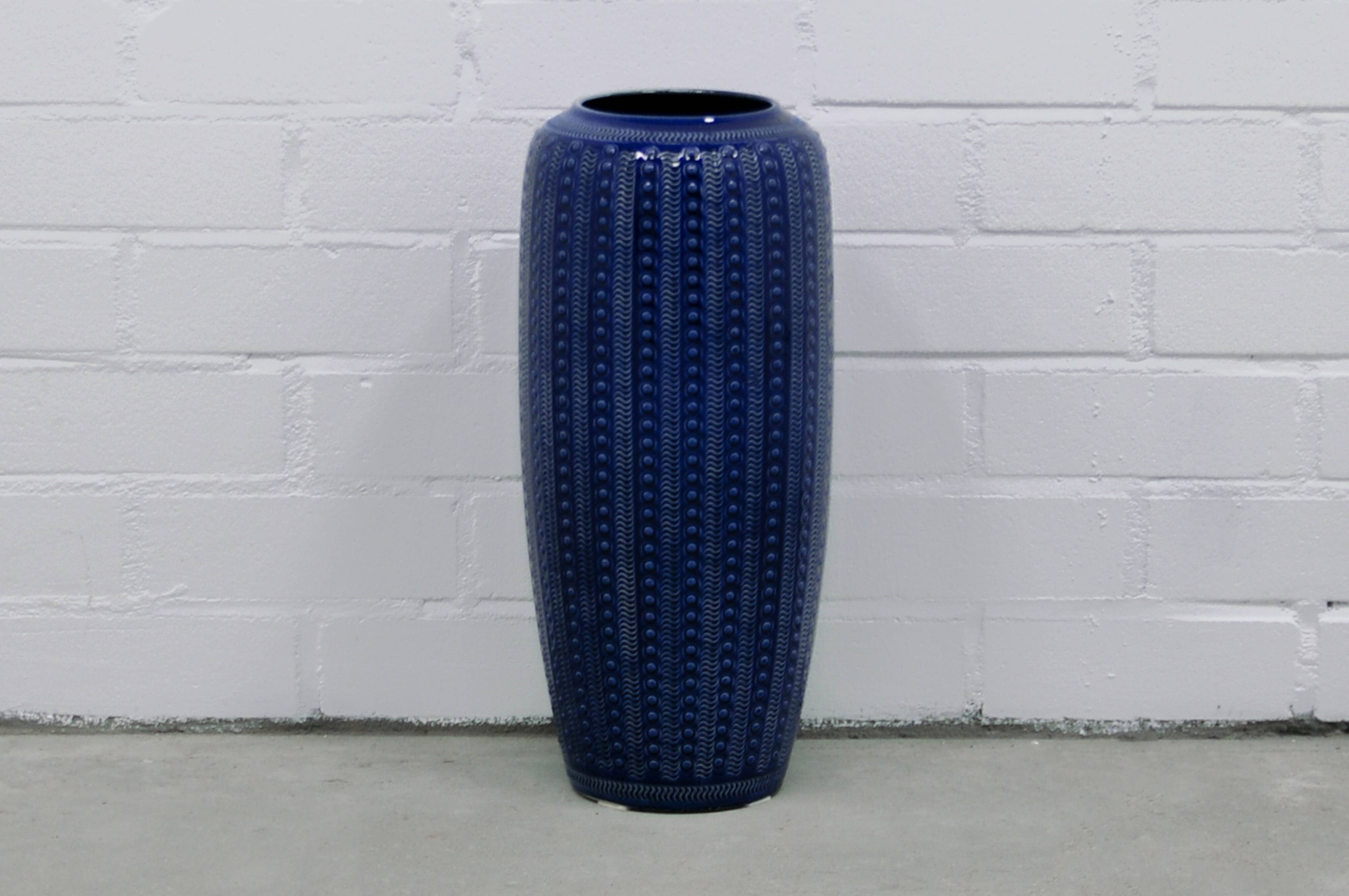 Vintage large blue floor vase west germany