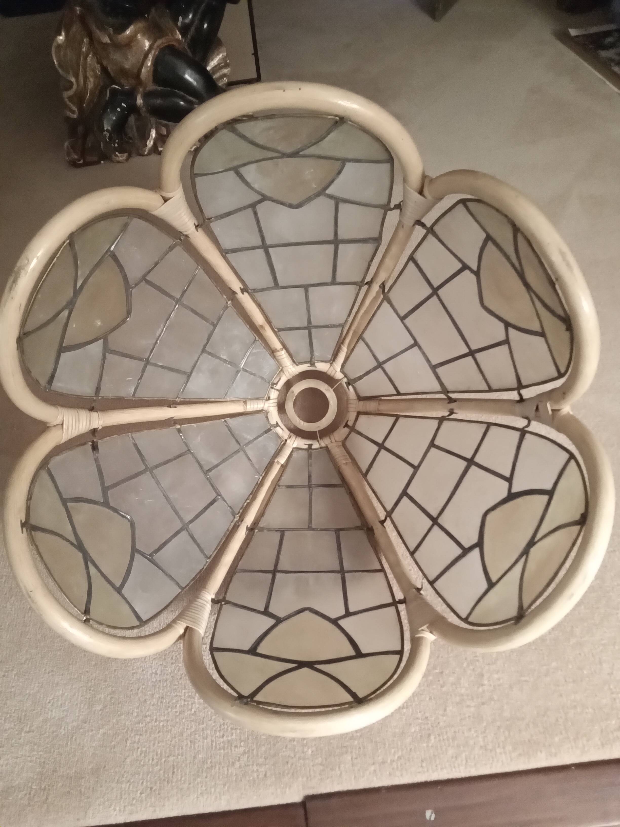 Vintage bamboo and mother-of-pearl lampshade