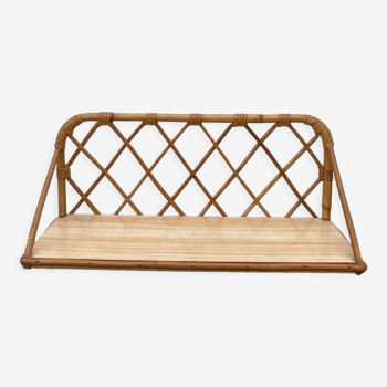 Wall shelf in rattan and vintage bamboo