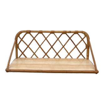 Wall shelf in rattan and vintage bamboo