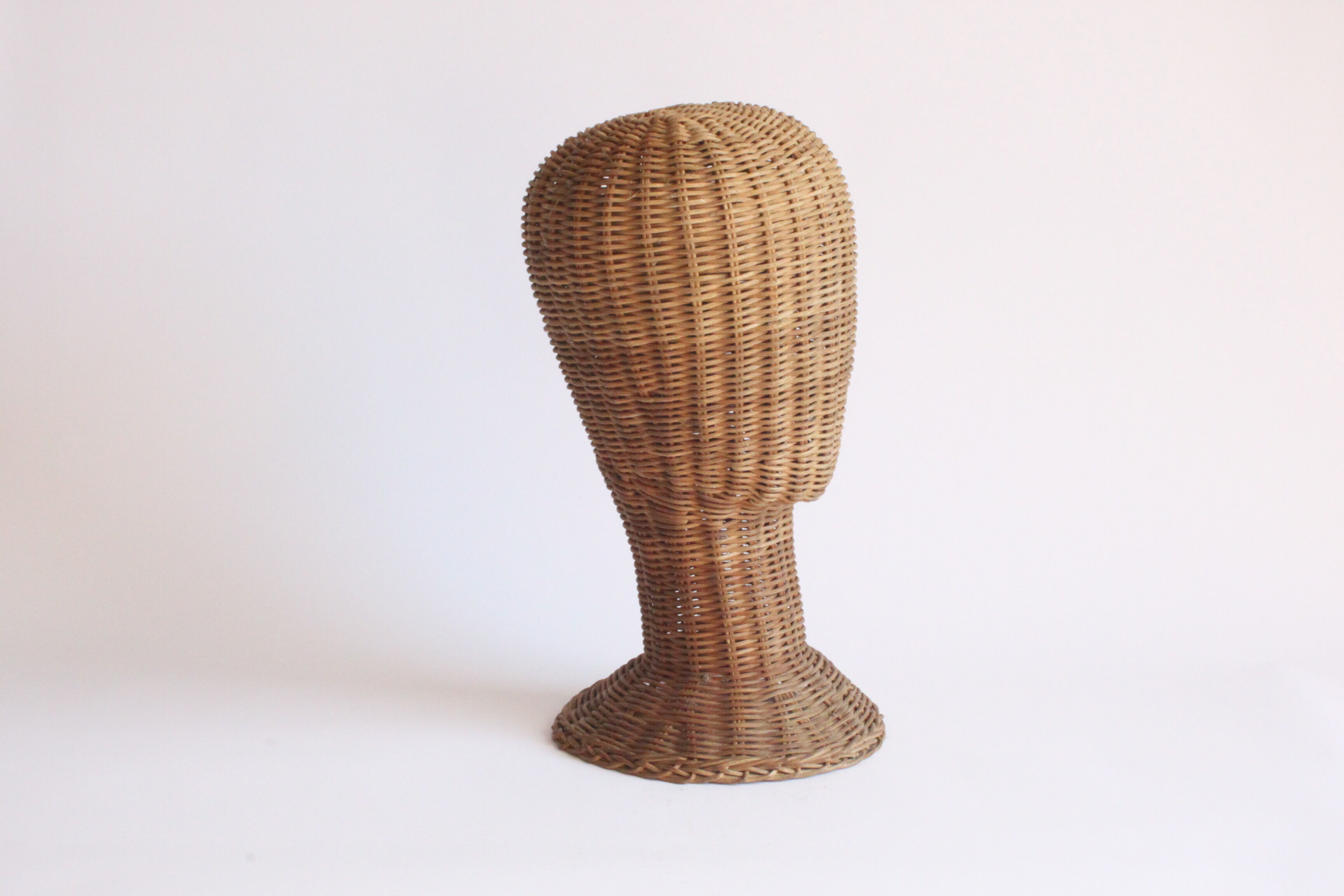 Rattan mannequin head, 1950s.