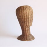 Rattan mannequin head, 1950s.