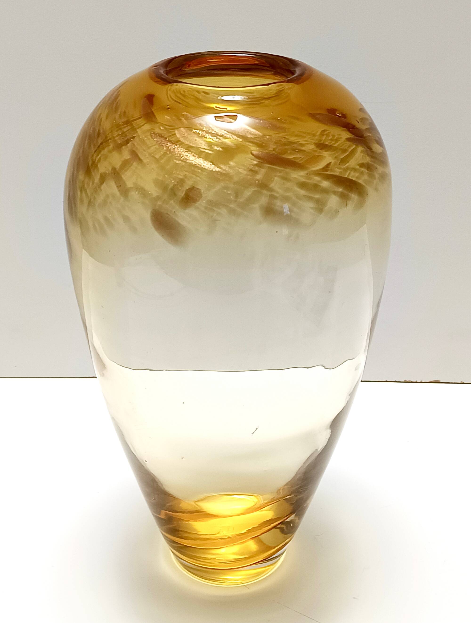 Straw Colored Murano Glass Vase attr. to Fratelli Toso with Aventurine