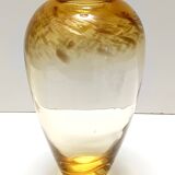 Straw Colored Murano Glass Vase attr. to Fratelli Toso with Aventurine