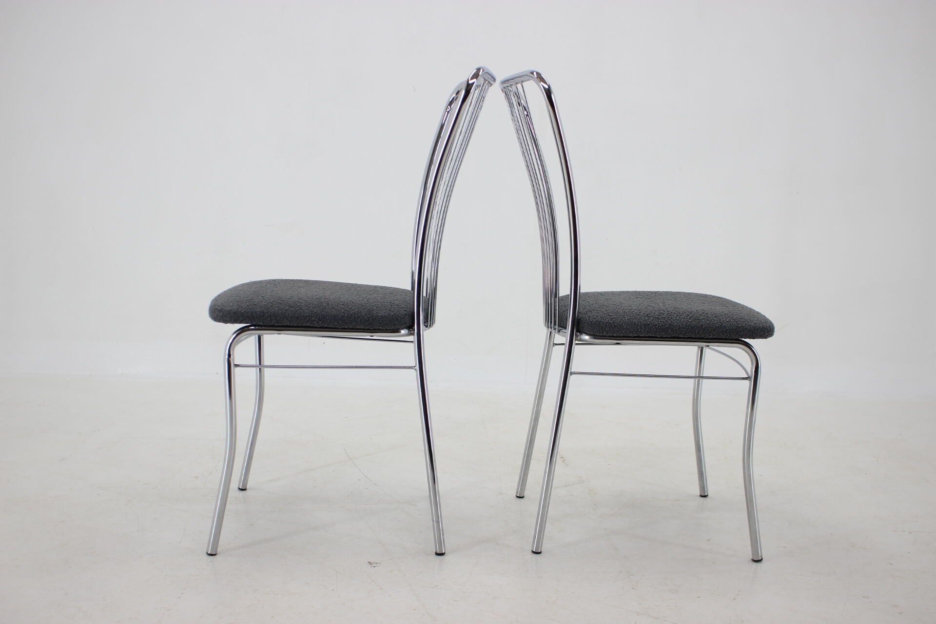 1970s Set of 6 Italian Dining Chairs in Bouclé Fabric