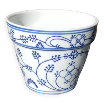Cache-pot blanc et bleu indien