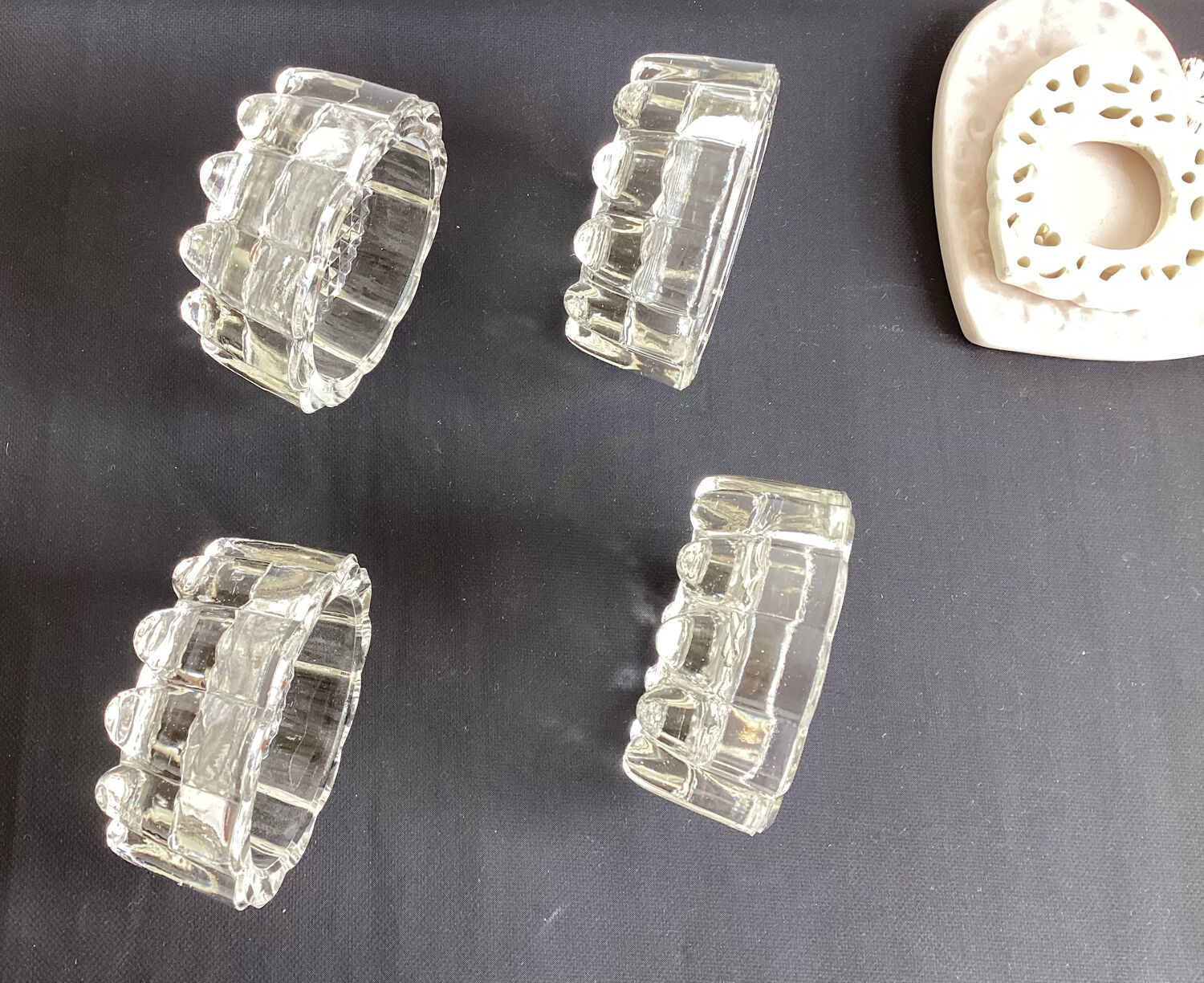 Set of 4 old piano/glass table coasters