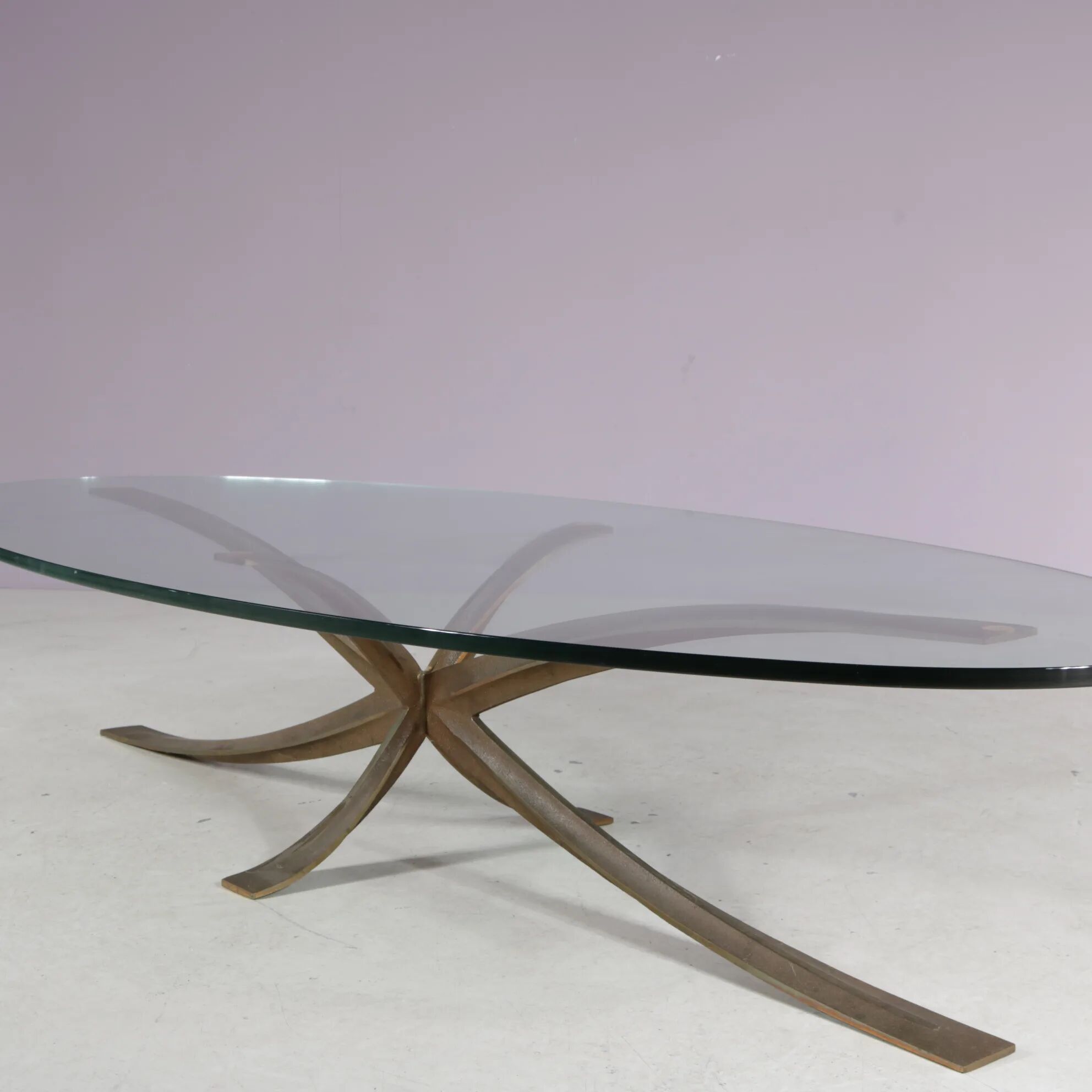 Brass coffee table by Michel Mangematin & Roger Bruny, France 1960