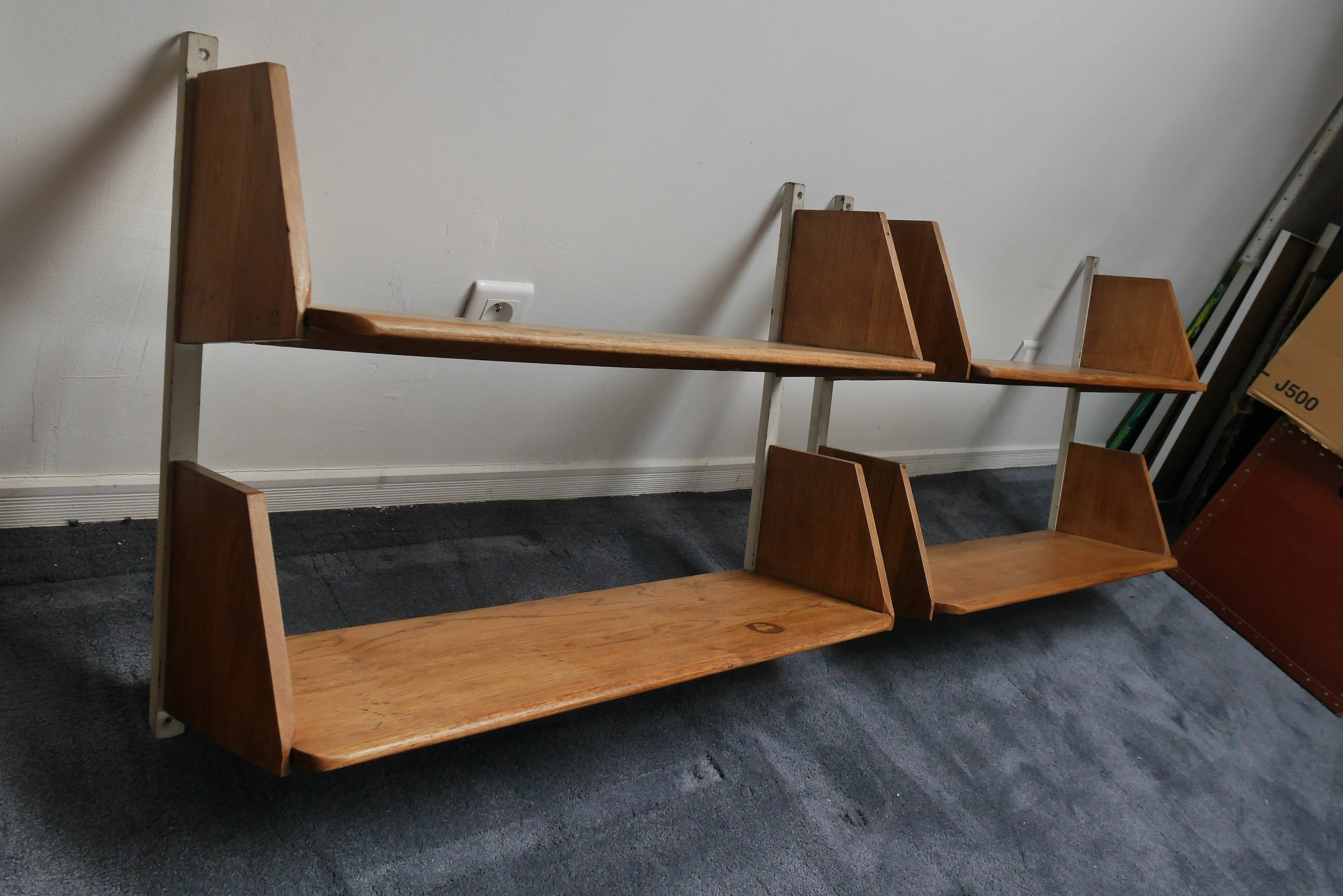 4 wooden wall shelves from the 1950