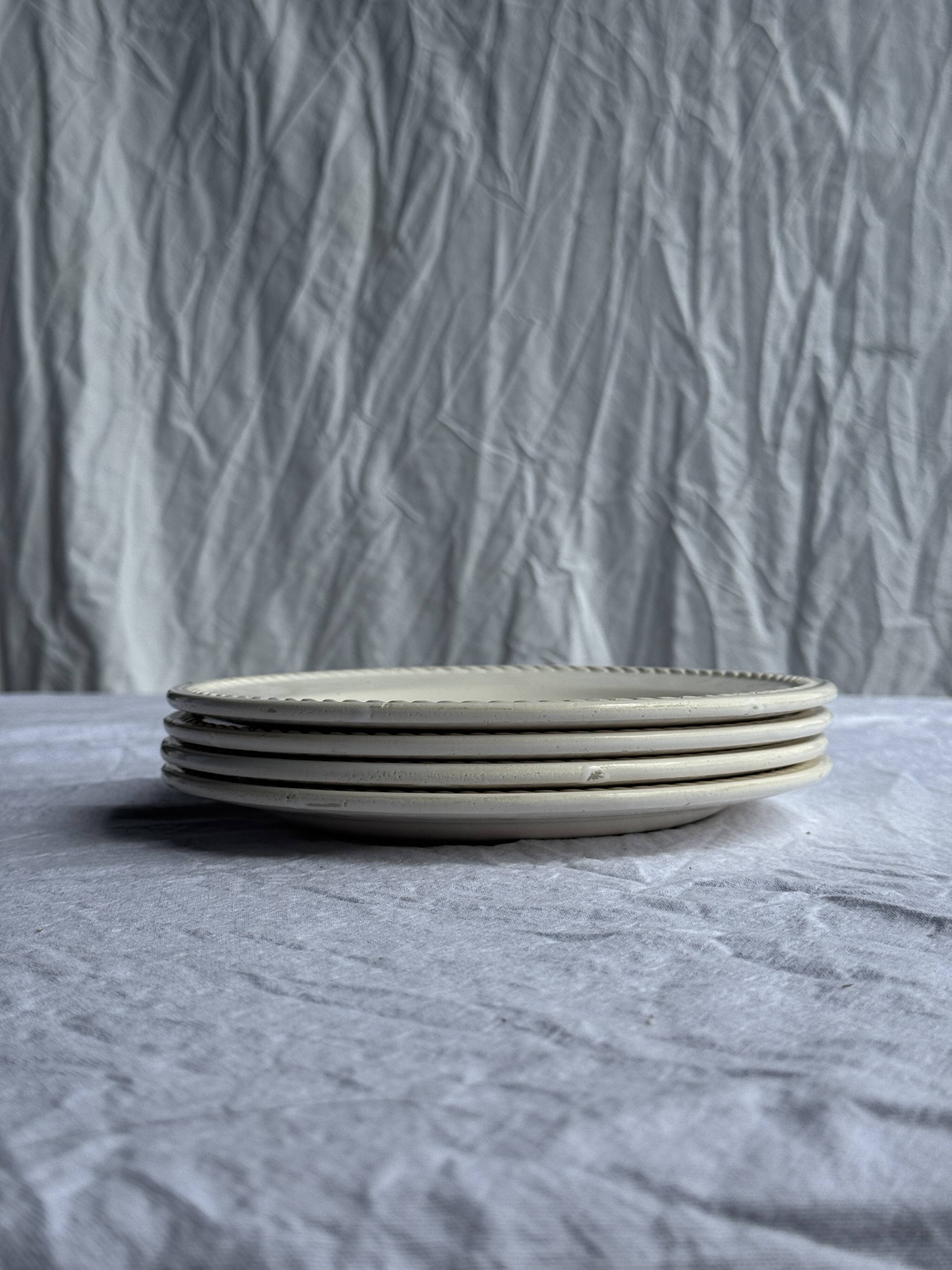 Set of 4 small vintage white dessert plates D21