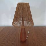 Mid-Century Danish Teak and Sisal Table Lamp, 1950s