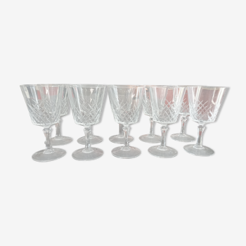 Set of 10 crystal water glasses