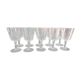Set of 10 crystal water glasses