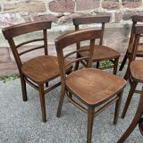 6 Viennese bistro chairs in curved wood, 1960
