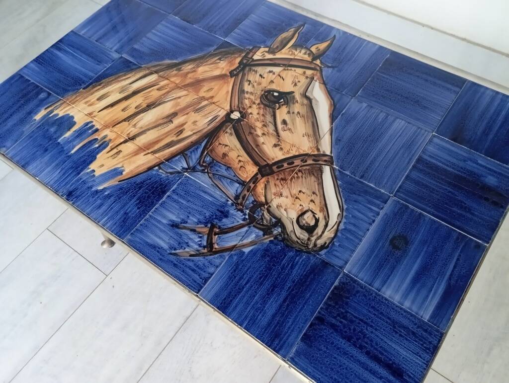 50s ceramic horse coffee table