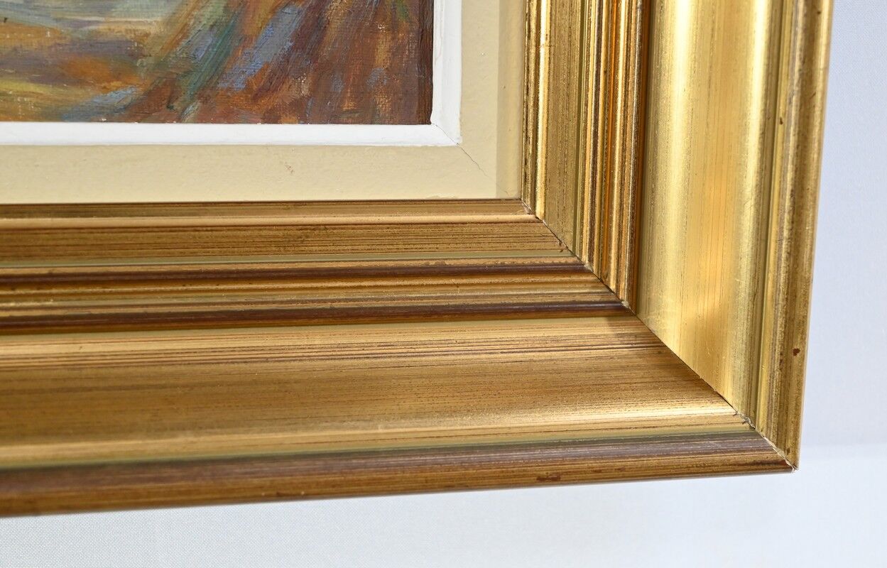 Oil on Wood "Maison en Brière", signed E.gautier – 1955