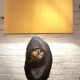 Gilded brass and agate desk lamp by Willy Daro 1980s