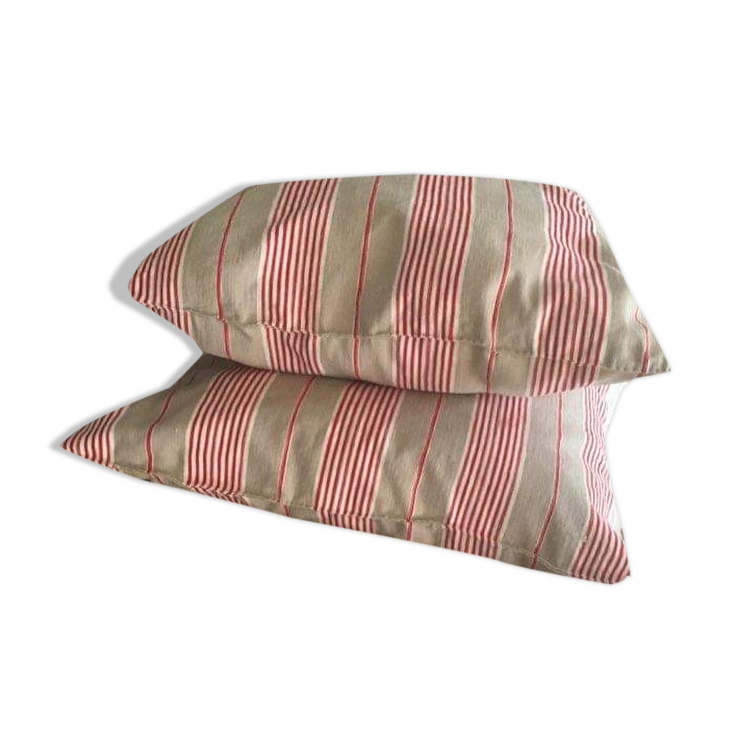 2 coussins toile ancienne bayadère