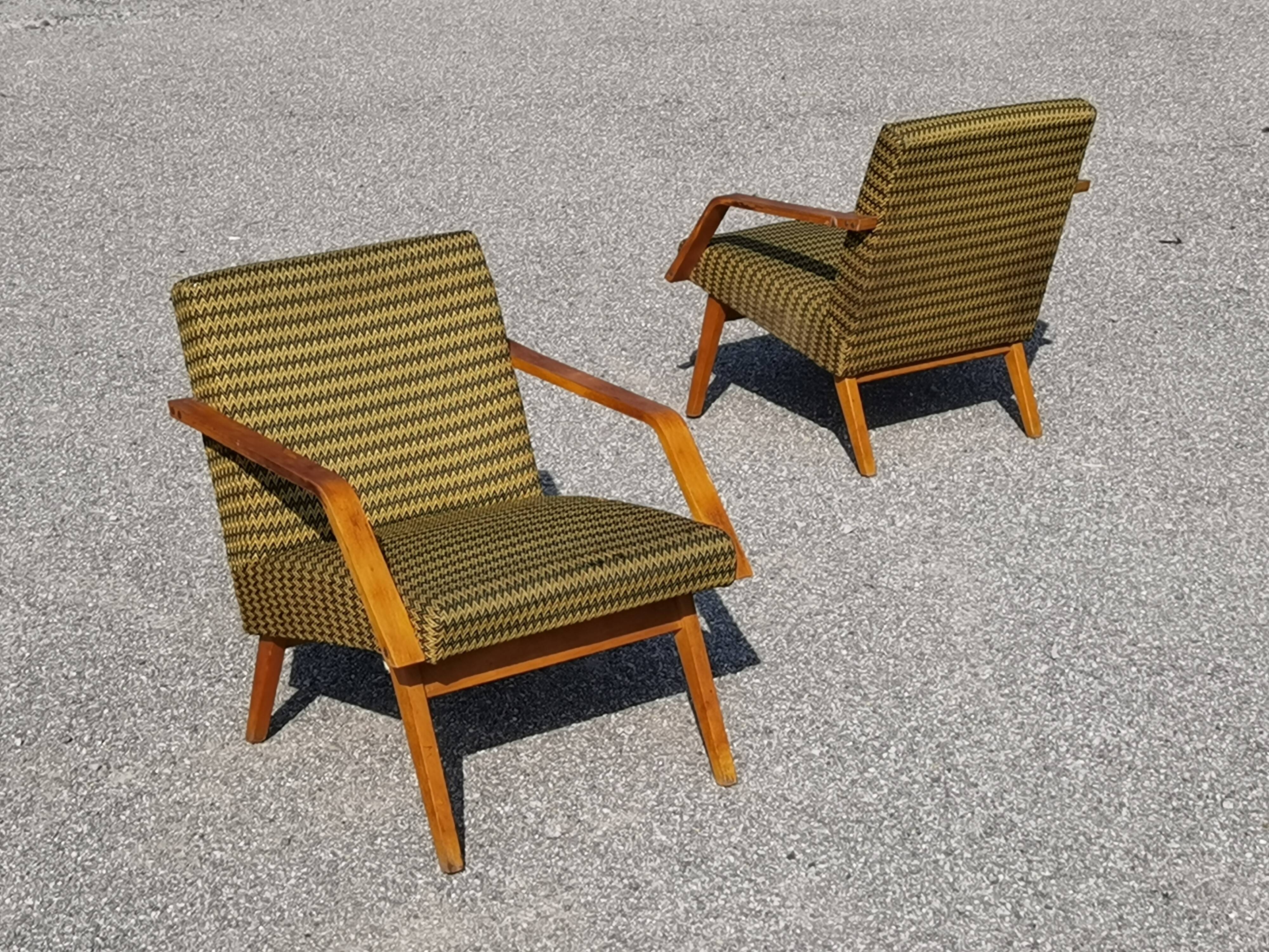 Pair of antique armchair Mier Topolcany green/yellow