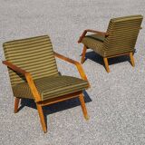 Pair of antique armchair Mier Topolcany green/yellow