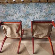 Rare - Set of 4 Louis Philippe/restoration style chairs with medallion - Colour blue / cherry wood