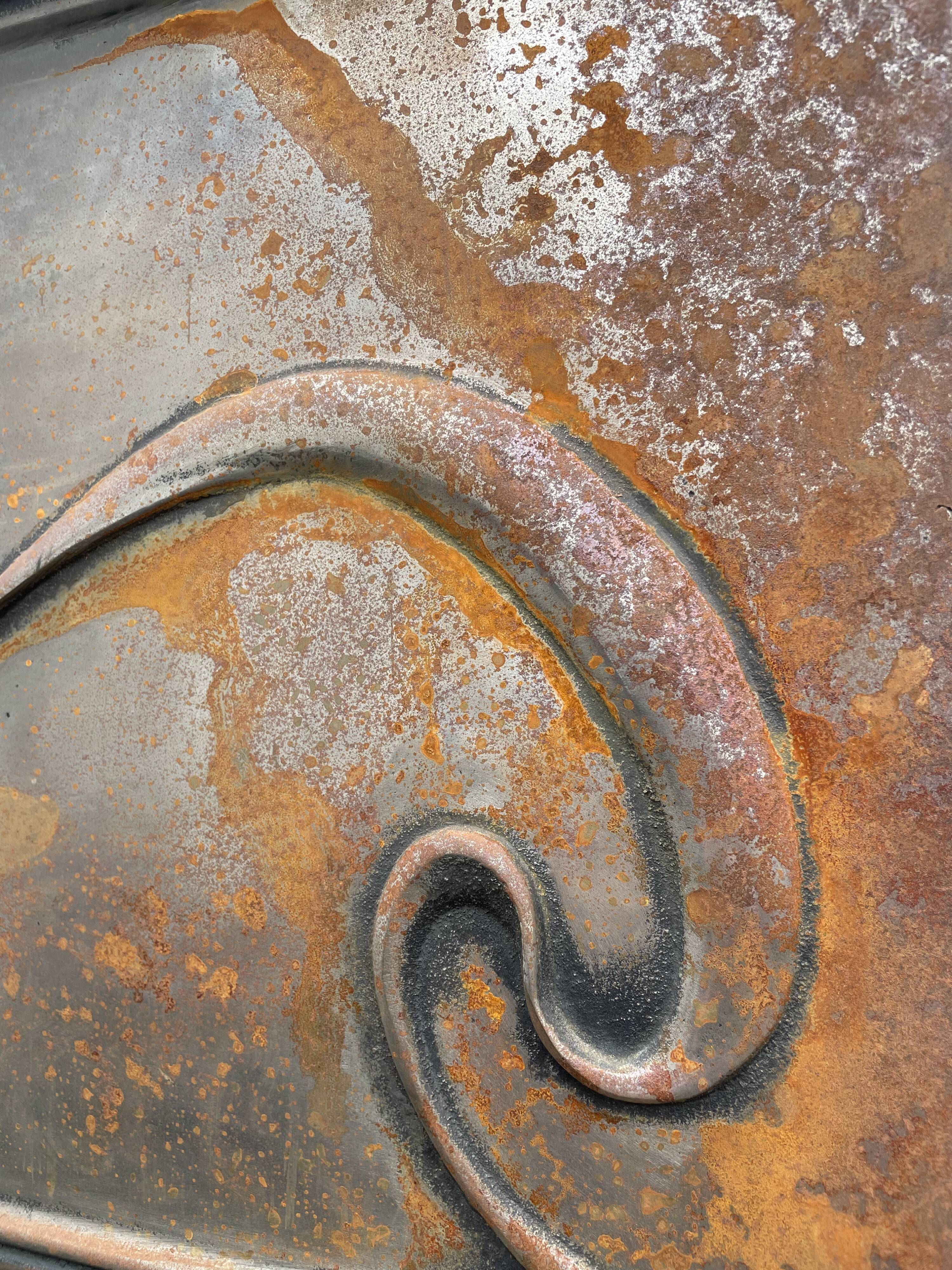 Open cast iron fireplace, Art Nouveau style