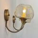 Pair of vintage wall lights in brass and smoked glass, France, 1970.