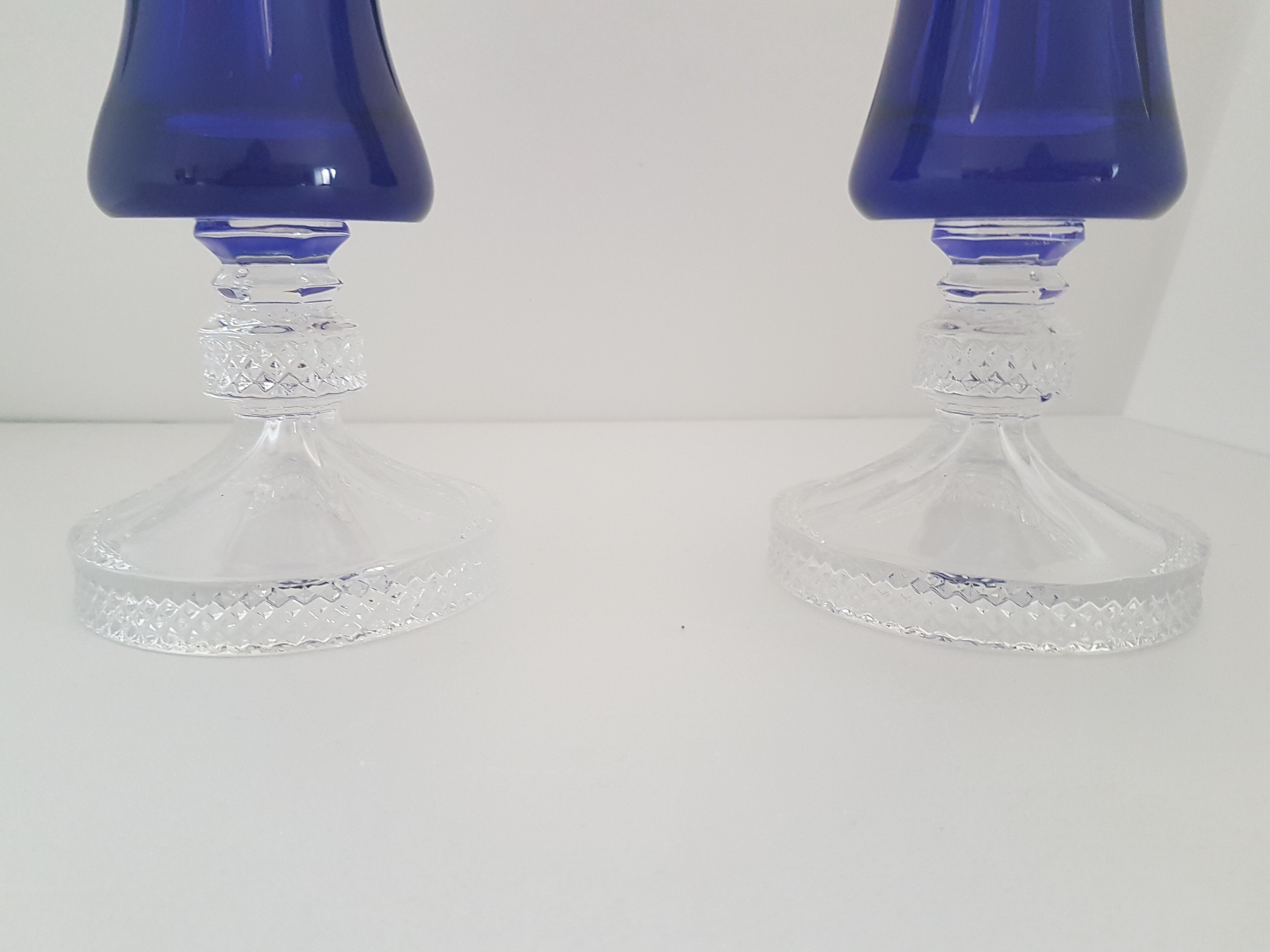 Pair of blue vases crystallism of Lorraine, Saint-Louis- tommy collection